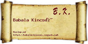 Babala Kincső névjegykártya